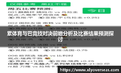 累体育与巴竞技对决前瞻分析及比赛结果预测探讨